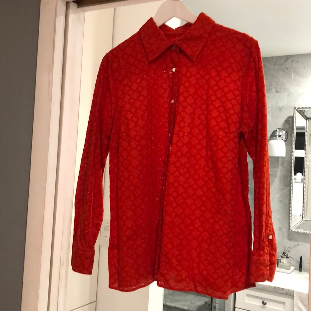 Talbots orange/tangerine eyelet shirt